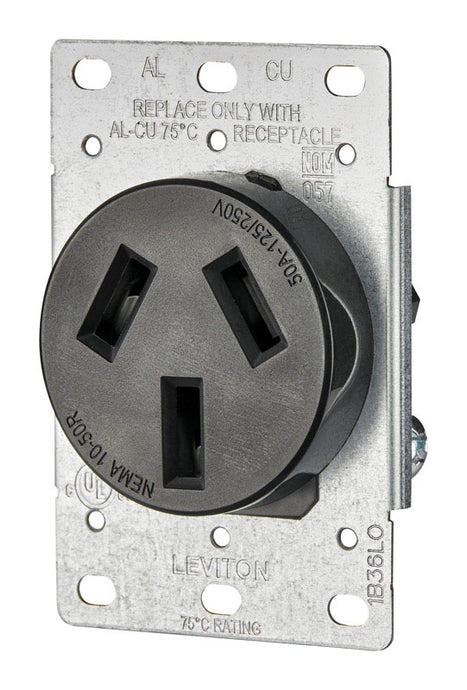 Leviton 50 amps 125/250 V Duplex Black Outlet 10-50R 1 pk