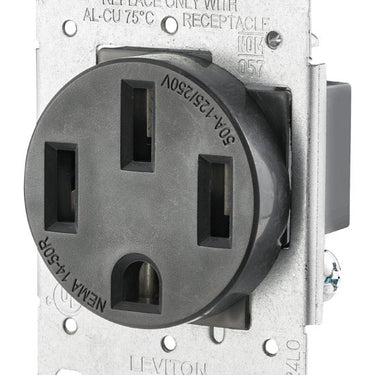 Leviton 50 amps 125/250 V Duplex Black Outlet 14-50R 1 pk