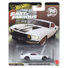 Hot Wheels Premium Fast & Furious 1969 Ford Mustang Boss 302 in white, in its blister card package