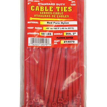 Tool City 8 in. L Red Cable Tie 100 pk