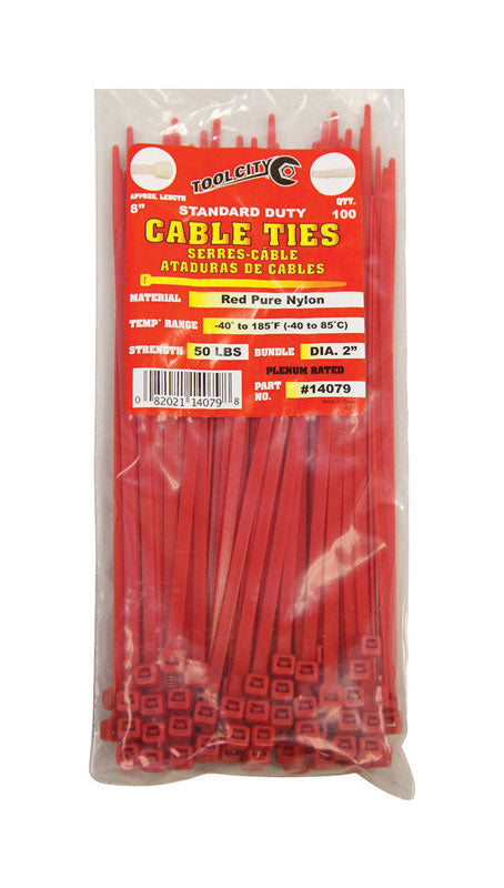 Tool City 8 in. L Red Cable Tie 100 pk