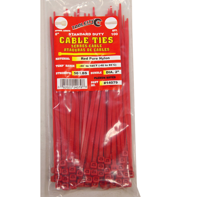 Tool City 8 in. L Red Cable Tie 100 pk