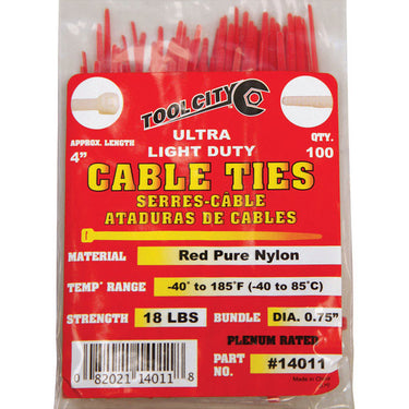 Tool City 4 in. L Red Cable Tie 100 pk