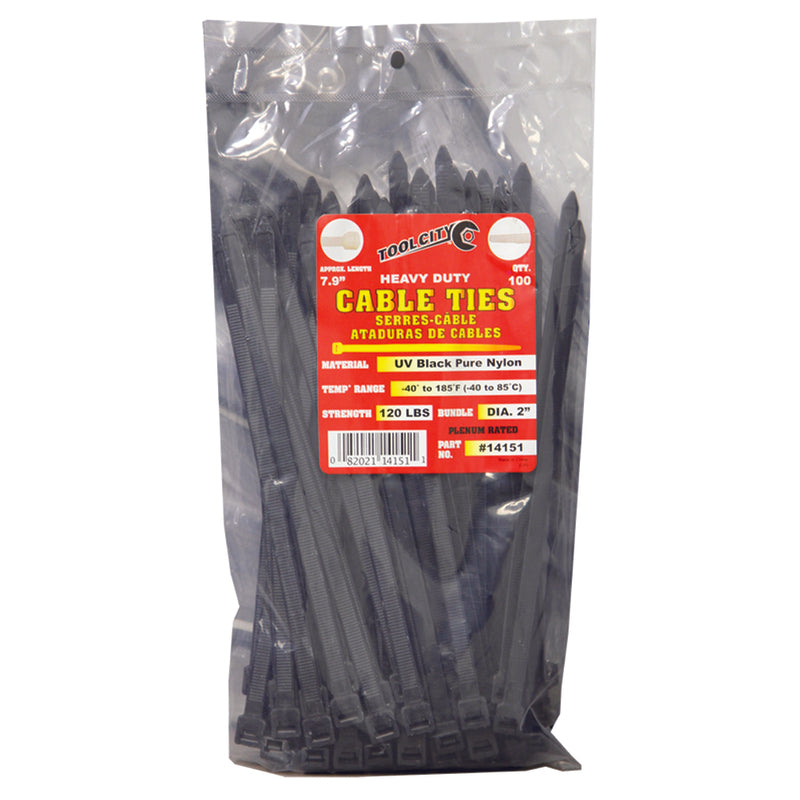 Load image into Gallery viewer, Tool City 7.9 in. L Black Cable Tie 100 pk
