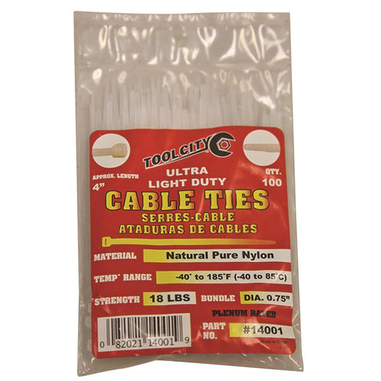 Tool City 4 in. L White Cable Tie 100 pk