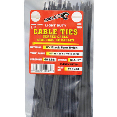 Tool City 8.1 in. L Black Cable Tie 100 pk