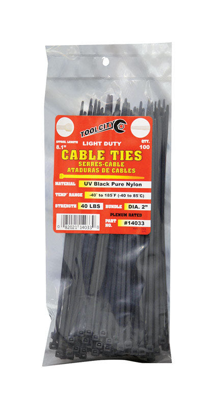 Load image into Gallery viewer, Tool City 8.1 in. L Black Cable Tie 100 pk
