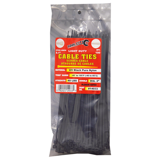 Tool City 8.1 in. L Black Cable Tie 100 pk