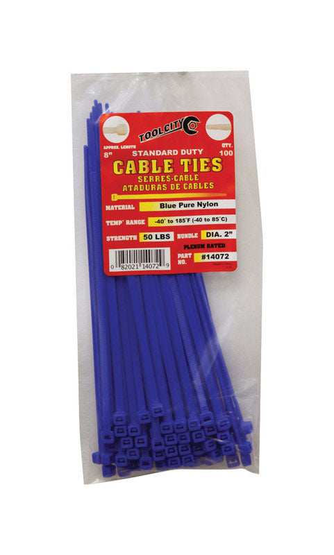 Load image into Gallery viewer, Tool City 8 in. L Blue Cable Tie 100 pk
