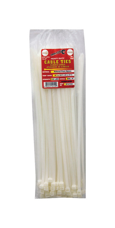 Load image into Gallery viewer, Tool City 14.5 in. L White Cable Tie 100 pk
