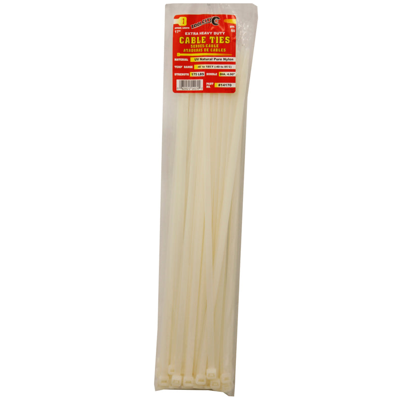 Load image into Gallery viewer, Tool City 17 in. L White Cable Tie 50 pk
