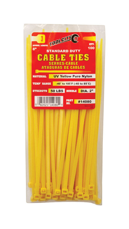 Load image into Gallery viewer, Tool City 8 in. L Yellow Cable Tie 100 pk
