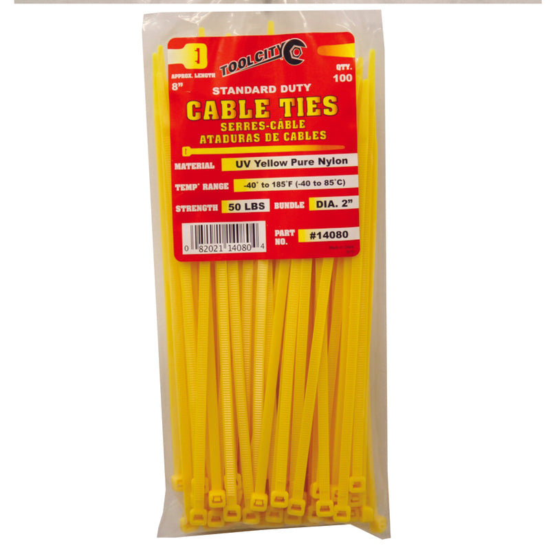 Load image into Gallery viewer, Tool City 8 in. L Yellow Cable Tie 100 pk
