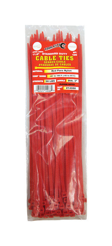 Load image into Gallery viewer, Tool City 11.8 in. L Red Cable Tie 100 pk
