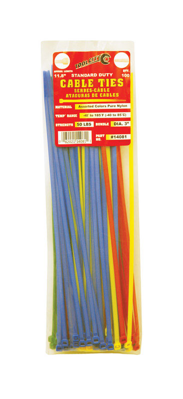 Load image into Gallery viewer, Tool City 11.8 in. L Assorted Cable Tie 100 pk
