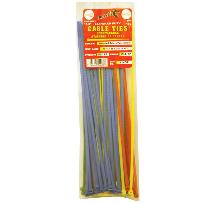 Load image into Gallery viewer, Tool City 11.8 in. L Assorted Cable Tie 100 pk
