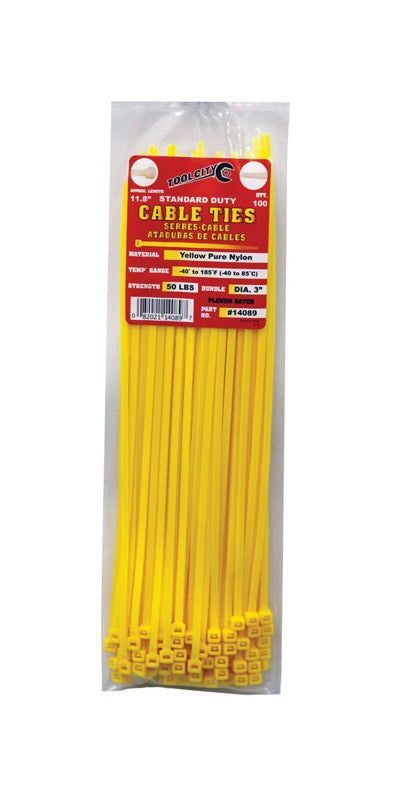 Load image into Gallery viewer, Tool City 11.8 in. L Yellow Cable Tie 100 pk
