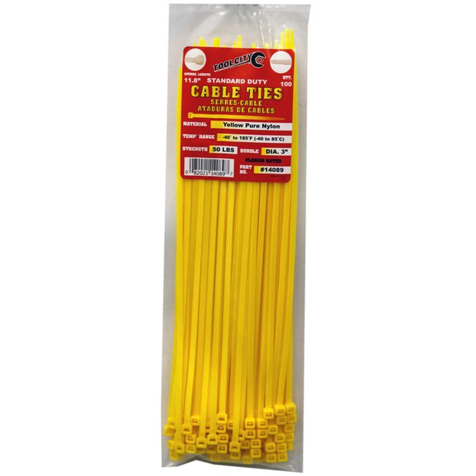 Tool City 11.8 in. L Yellow Cable Tie 100 pk