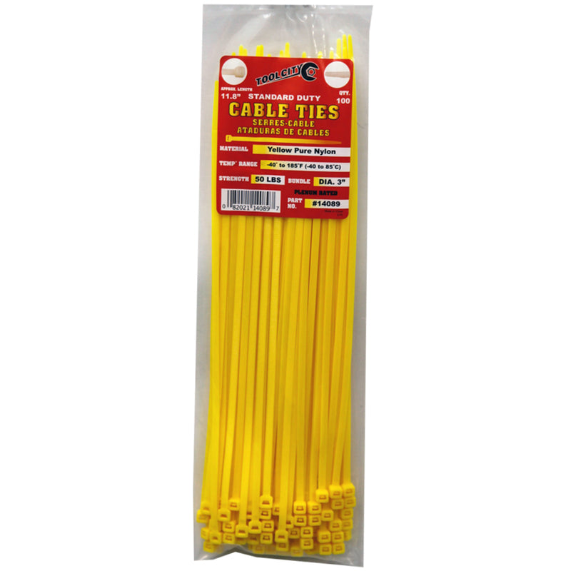 Load image into Gallery viewer, Tool City 11.8 in. L Yellow Cable Tie 100 pk
