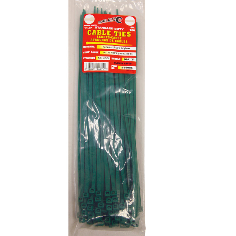 Load image into Gallery viewer, Tool City 11.8 in. L Green Cable Tie 100 pk
