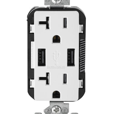 Leviton Decora 20 amps 125 V Duplex White Outlet and USB Charger 5-20R 1 pk