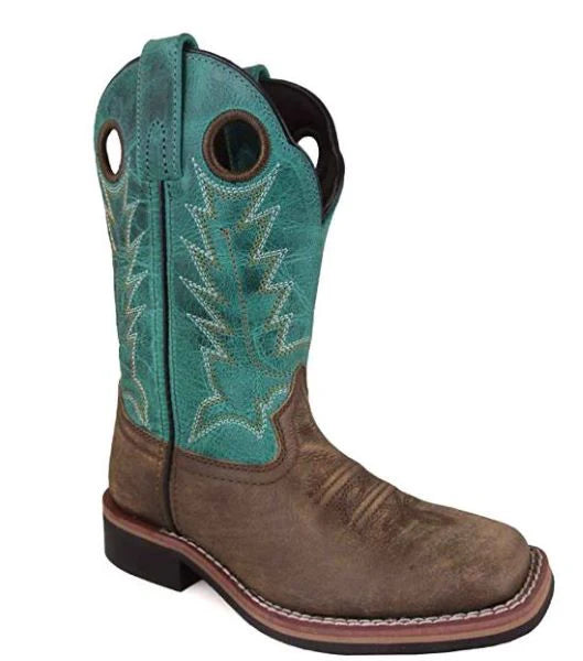 Smoky Mountain Kids Jesse Brown Distress/Turquoise Western Boots Size Child 10 1/2