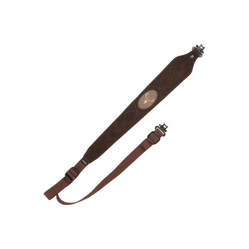 Load image into Gallery viewer, Allen Big Game Suede Deer Head Rifle Sling w/ Swivels - Black/Brown
