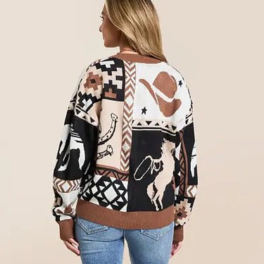 Wrangler Women's Retro Western Cardigan (Brown) Size L