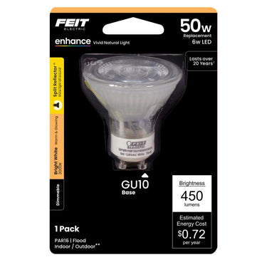 Feit Enhance MR16 GU10 LED Bulb Bright White 50 Watt Equivalence 1 pk
