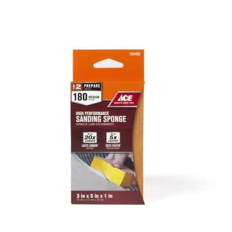 Load image into Gallery viewer, Ace 5 in. L X 3 in. W X 1 in. 180 Grit Extra Fine 2-Sided Sanding Sponge
