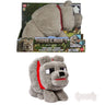 Minecraft Food Mode Dennis wolf plush shown in its box and out of the box with bone accessory