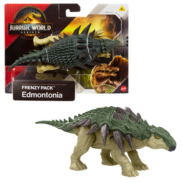 Jurassic World Rebirth Frenzy Pack Edmontonia figure shown with its package