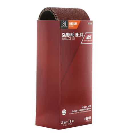 Load image into Gallery viewer, Ace 18 in. L X 3 in. W Aluminum Oxide Sanding Belt 80 Grit Medium 5 pc
