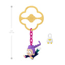 KPop Demon Hunters mini figure on a gold keychain clip with charm accessory and size marking