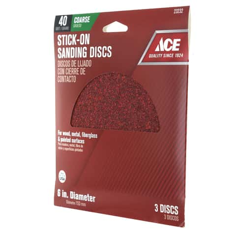 Load image into Gallery viewer, Ace 6 in. Aluminum Oxide Adhesive Sanding Disc 40 Grit Extra Coarse 3 pk
