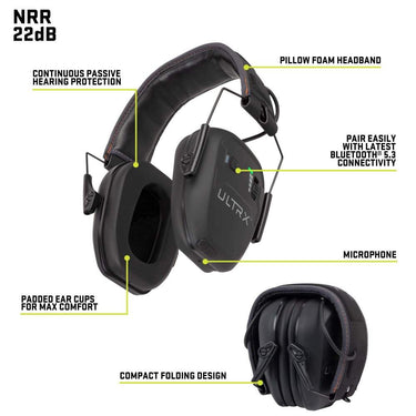 Allen ULTRX Bionic Bluetooth Passive Earmuff - Midnight Gray