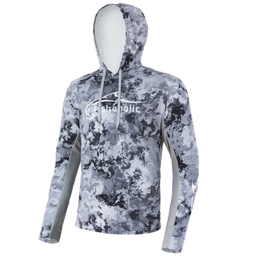 Fishoholic Performance Fishing Hooded Shirt (Storm Grey) Size L