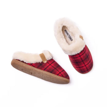 Minnetonka Women's Camp Collar Scuff (Red Plaid) Size 7