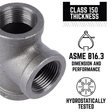 STZ Industries 1 in. FIP each X 1 in. D FIP 1 in. D FIP Black Malleable Iron Tee