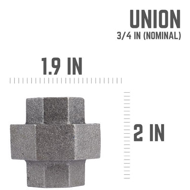 STZ Industries 3/4 in. FIP each X 3/4 in. D FIP Black Malleable Iron Union