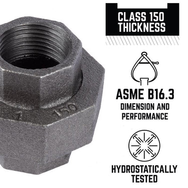 STZ Industries 1 in. FIP each X 1 in. D FIP Black Malleable Iron Union