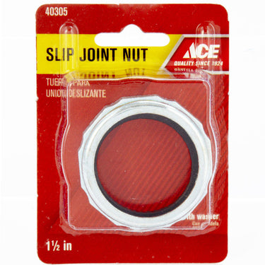 Ace 1-1/2 in. D Chrome Rubber Slip Joint Nut and Washer 1 pk