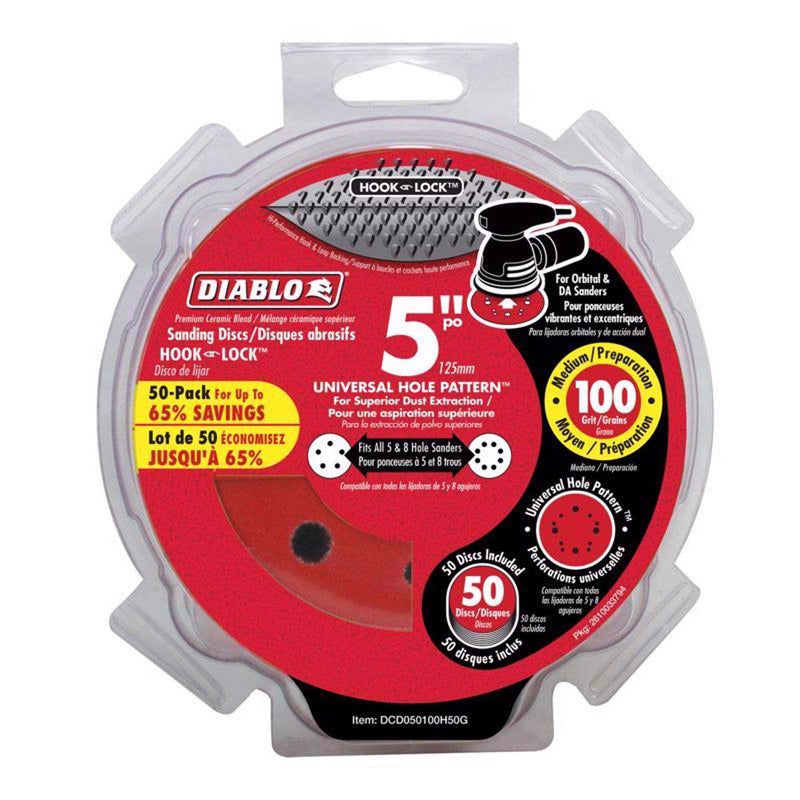 Load image into Gallery viewer, Diablo 5 in. Ceramic Blend Hook and Lock Sanding Disc 100 Grit Medium 50 pk
