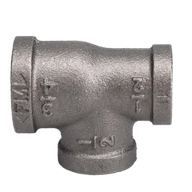 STZ Industries 3/4 in. FIP each X 1/2 in. D FIP 1/2 in. D FIP Black Malleable Iron Reducing Tee