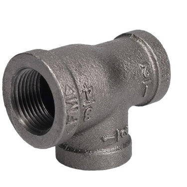 STZ Industries 3/4 in. FIP each X 1/2 in. D FIP 1/2 in. D FIP Black Malleable Iron Reducing Tee