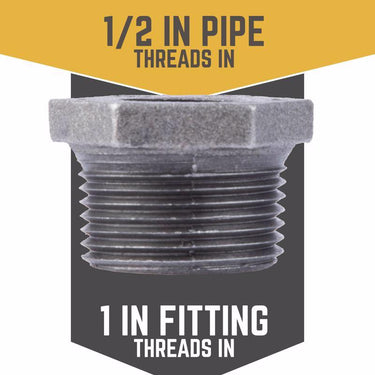 STZ Industries 1 in. MIP each X 1/2 in. D FIP Black Malleable Iron Hex Bushing
