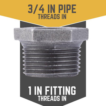 STZ Industries 1 in. MIP each X 3/4 in. D FIP Black Malleable Iron Hex Bushing