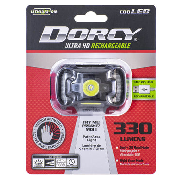 Dorcy 330 Lumen Ultra HD USB Rechargeable Motion Sensor Headlamp
