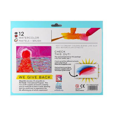 iHeartArt 12 Watercolor Pastels + Brush