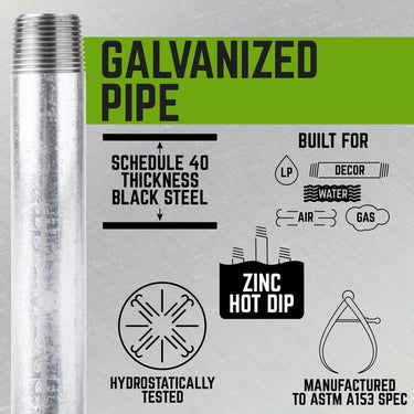 STZ Industries 1/2 in. MIP each X 1/2 in. D MIP Galvanized Steel 6 in. L Nipple